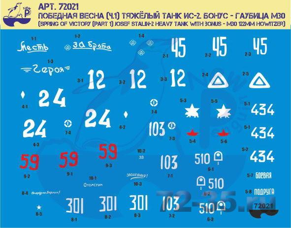 Декаль Победная весна (№1) Тяжёлый танк ИС-2. Бонус - гаубица М30