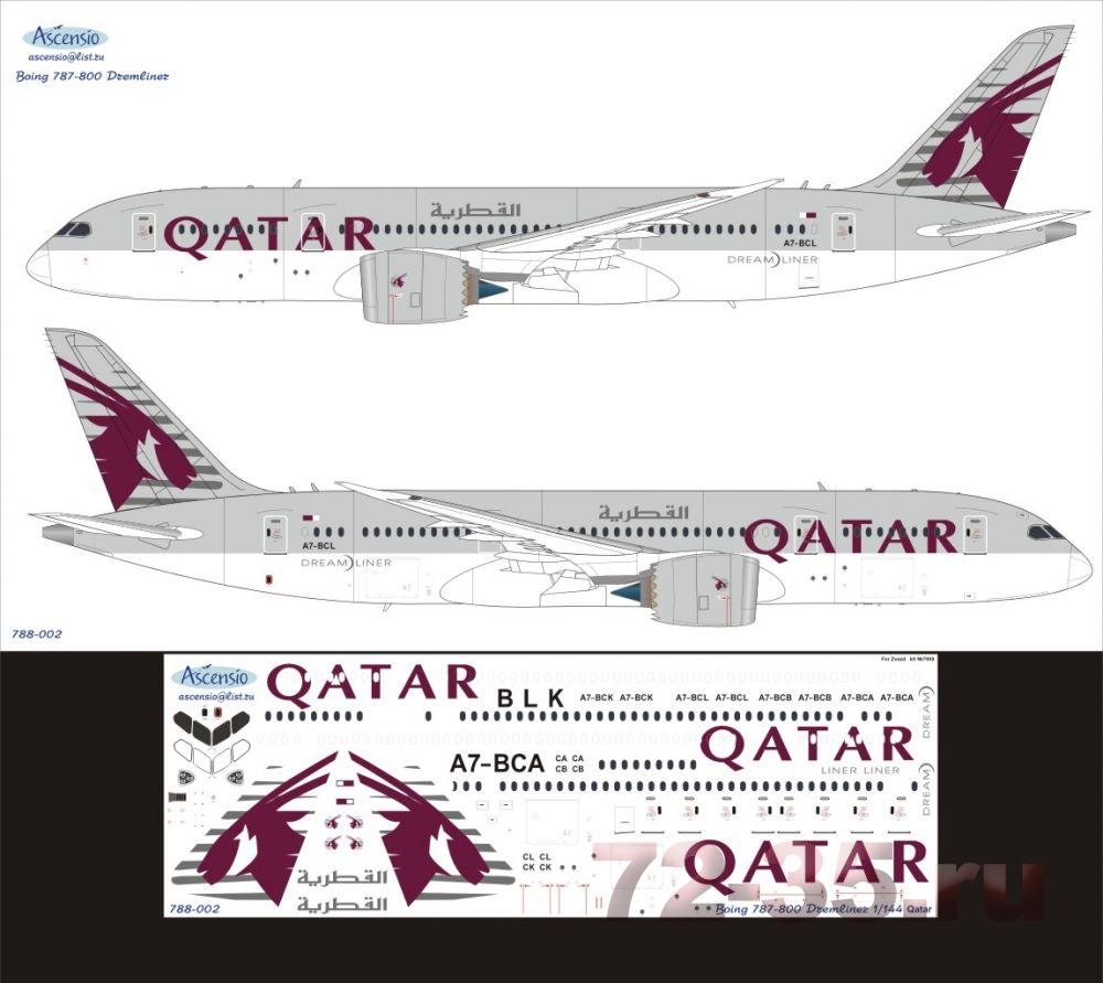 Декаль Boeing 787-8 Qatar