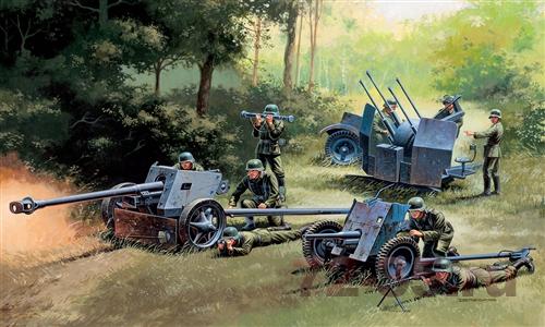 Набор артиллерии 3.7cm Pak 37 - 7.5cm Pak 40 - 2cm Flakvierling 38