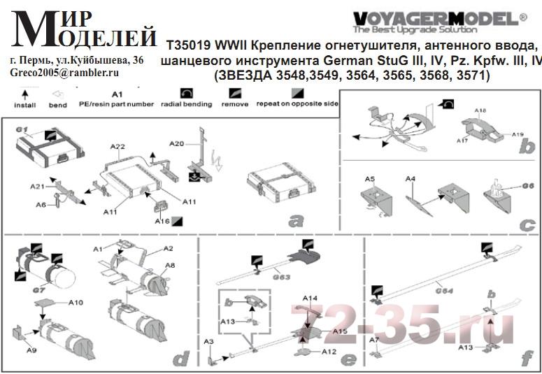 Крепление огнетушителя, антенного ввода, шанцевого инструмента StuG III, IV, Pz. Kpfw. III, IV T35019_enl.jpg