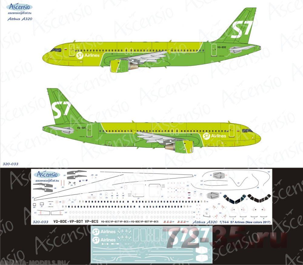 Декаль Airbus A320 S7 Airlines new colors 2017