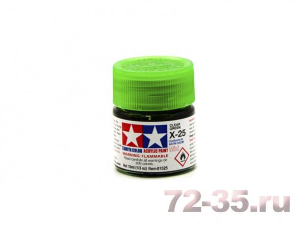Краска Tamiya X-25 Clear Green (прозрачная зеленая) 