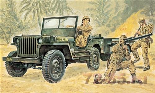 Автомобиль Willys MB Jeep с прицепом