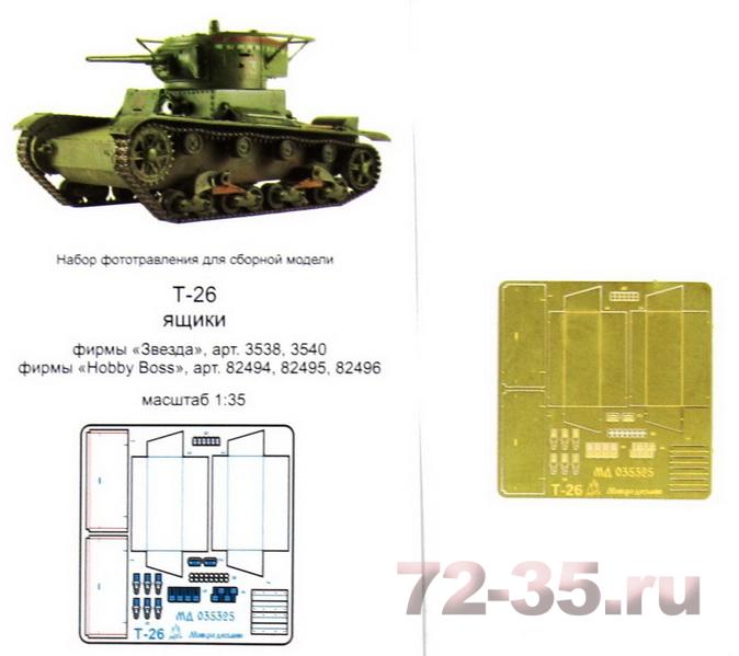 Фототравление Т-26 Ящики ЗиП (Звезда/Hobby Boss)